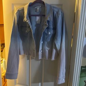 NWT cropped dip dye light denim jacket lane bryant